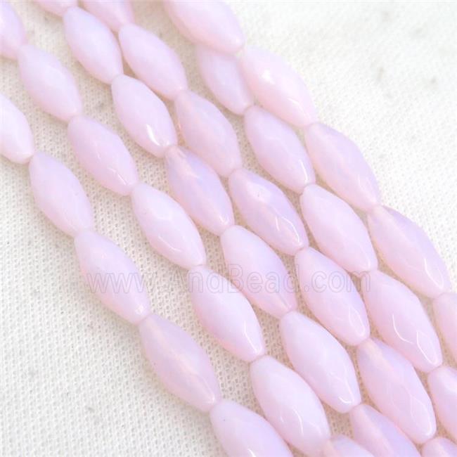 Pink Opalite Beads Faceted Rice