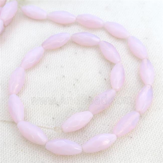 Pink Opalite Beads Faceted Rice