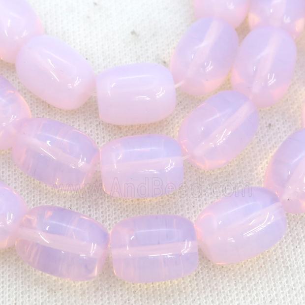 Pink Opalite Barrel Beads Smooth