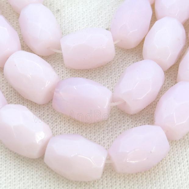 Pink Opalite Beads Faceted Barrel