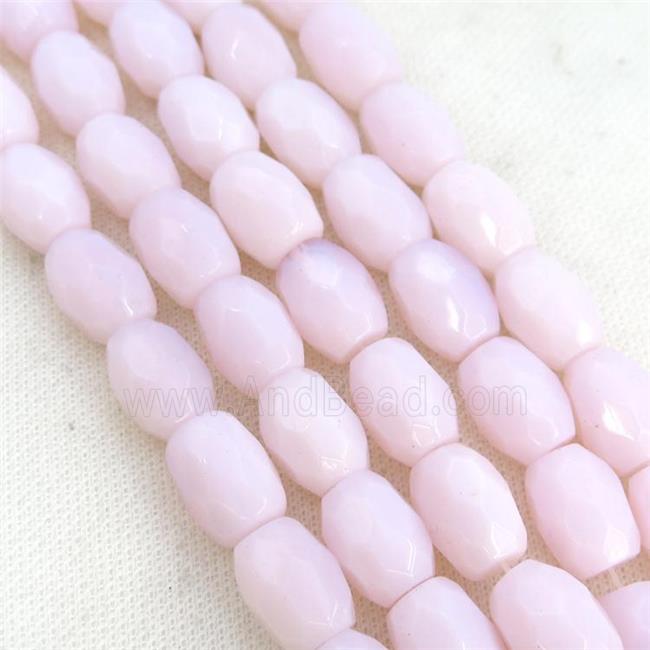 Pink Opalite Beads Faceted Barrel