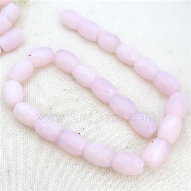 Pink Opalite Beads Faceted Barrel