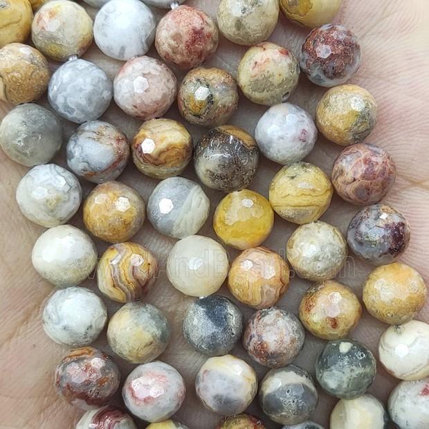 Natural Yellow Crazy Agate Beads Faceted Round