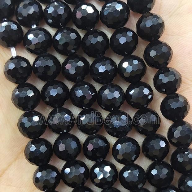 Black Onyx Agate Beads Faceted Round