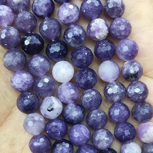 Purple Lepidolite Beads Faceted Round