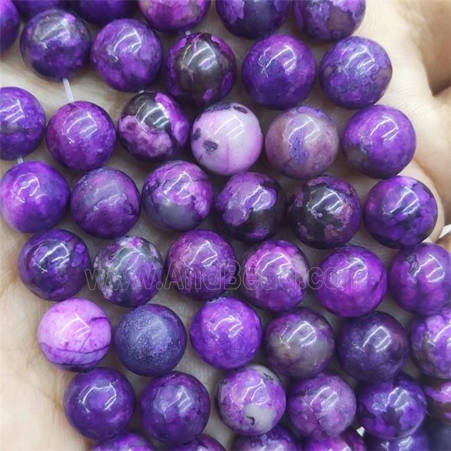 Round Sugilite Beads Dye Purple Smooth