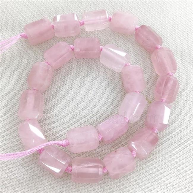 Madagascar Rose Quartz Column Beads Pink Faceted