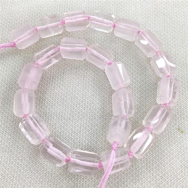 Pink Rose Quartz Column Beads Faceted