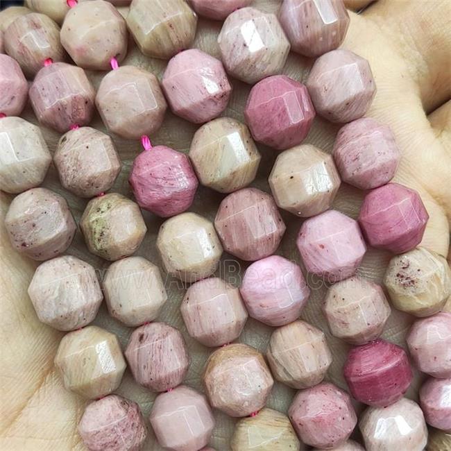 Pink Wood Lace Jasper Prism Beads