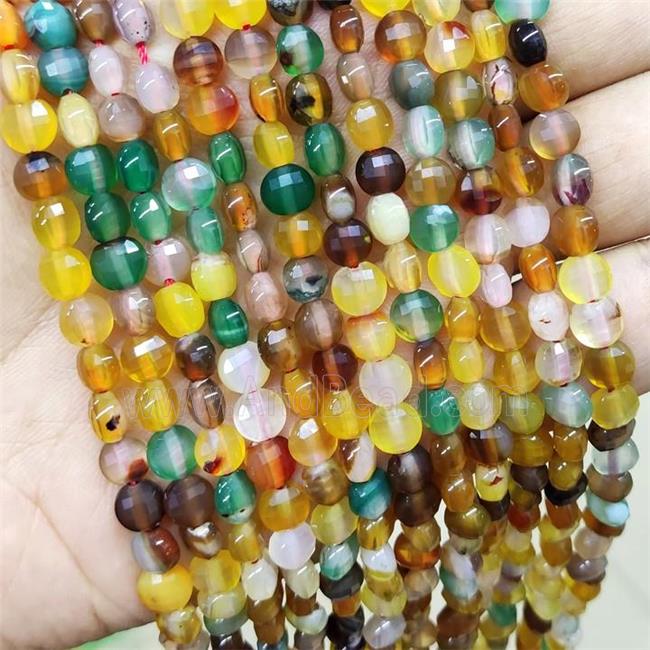 Natural Agate Beads Faceted Coin Yellow Dye