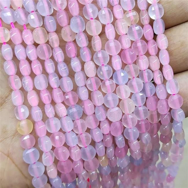 Pink Jade Beads Faceted Coin Dye