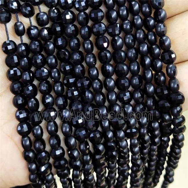 Black Jade Beads Faceted Coin Dye