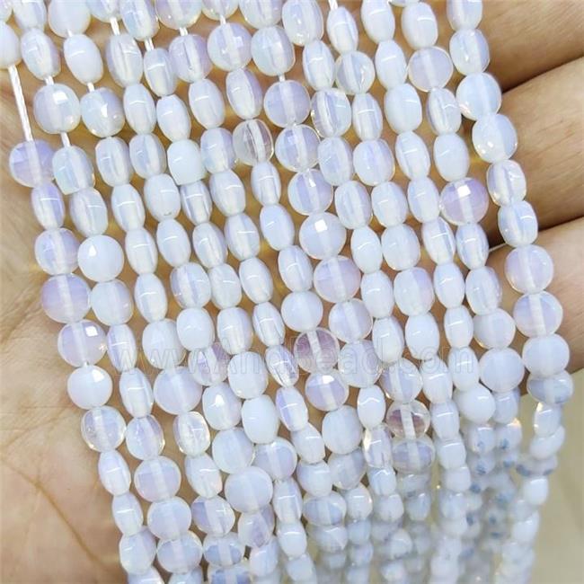 Whie Opalite Beads Faceted Coin