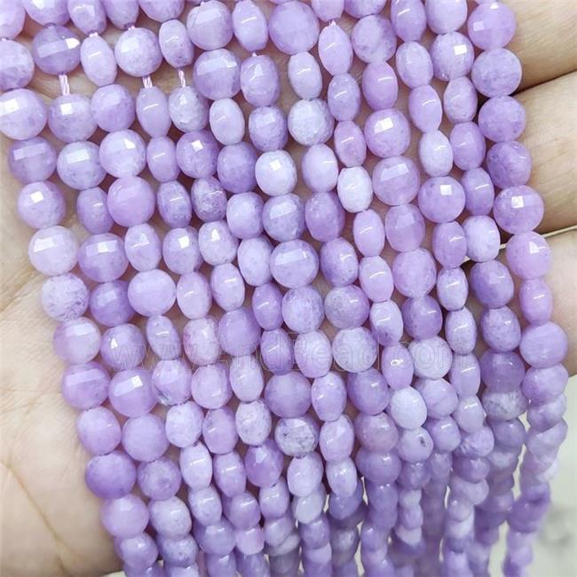 Lepidolite Beads Faceted Coin Lavender