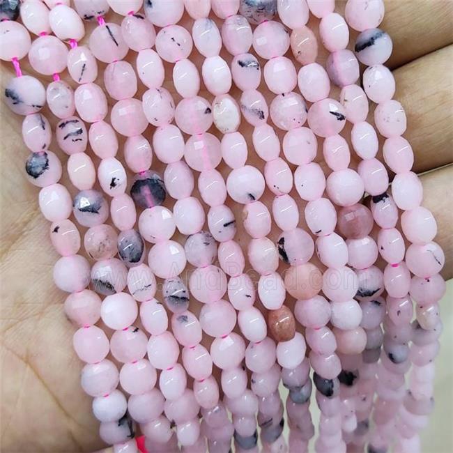 Pink Jade Beads Faceted Circle Dye