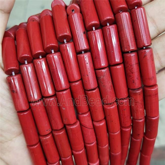 Natural Red Jasper Tube Beads