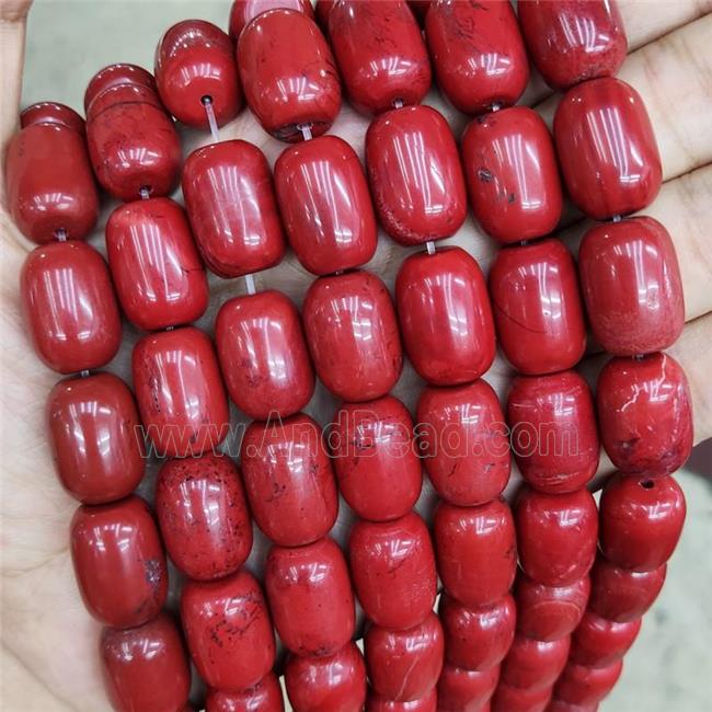 Natural Red Jasper Barrel Beads