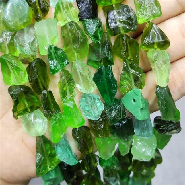 Green Crystal Glass Beads Freeform
