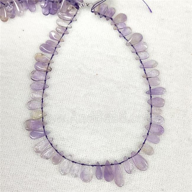 Ametrine Teardrop Beads Purple Graduated Topdrilled