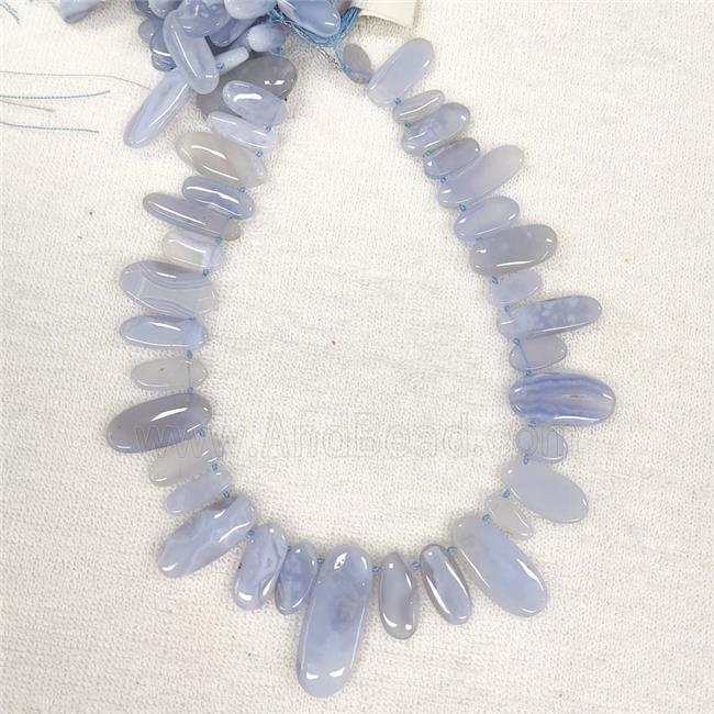 Blue Lace Agate Oval Beads Graduated Topdrilled