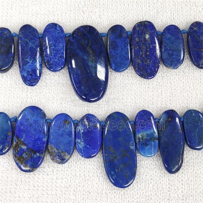 Natural Lapis Lazuli Oval Beads Graduated Topdrilled Blue