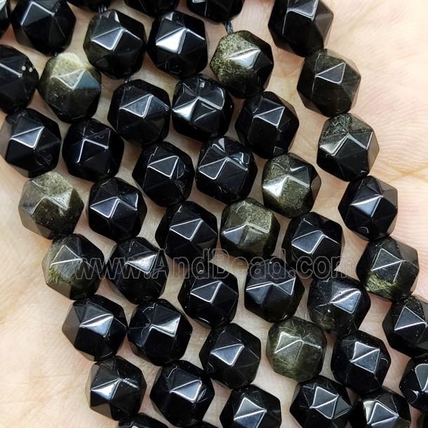 Gold Obsidian Beads Cut Round