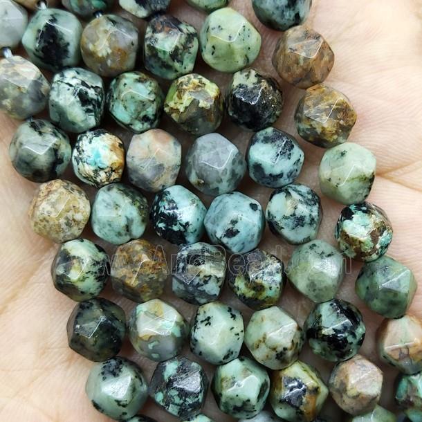 African Turquoise Beads Green Cut Round
