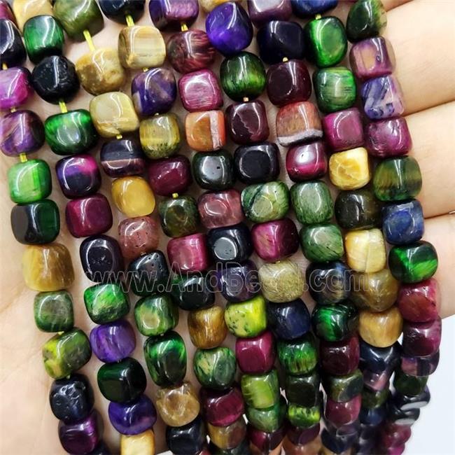 Tiger Eye Stone Cube Beads Mixed Color