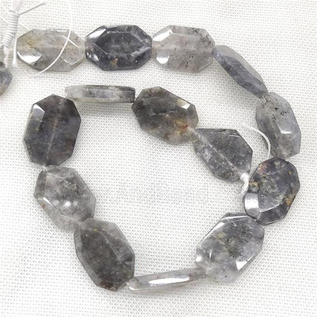 Gray Cloudy Quartz Beads Faceted Slice