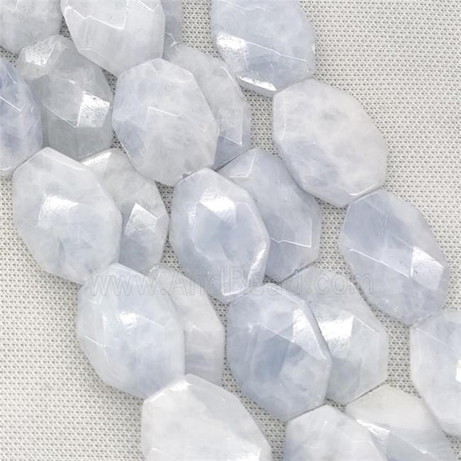 Natural Blue Calcite Beads Faceted Slice