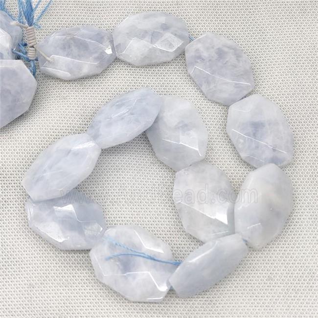 Natural Blue Calcite Beads Faceted Slice
