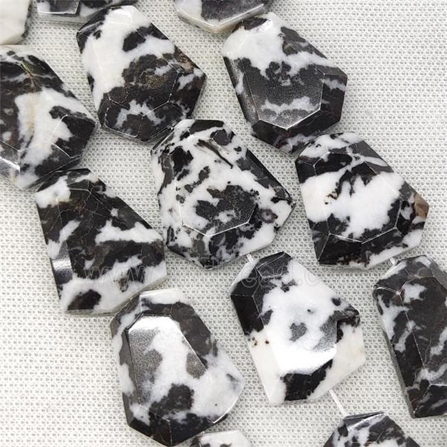 Black White Zebra Jasper Beads Faceted Slice
