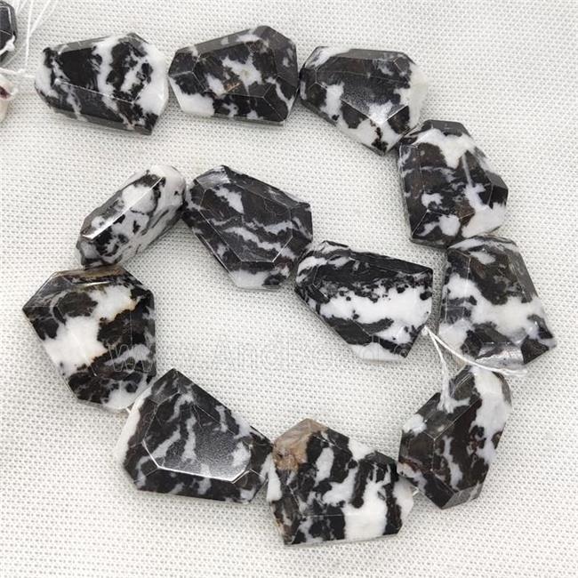 Black White Zebra Jasper Beads Faceted Slice