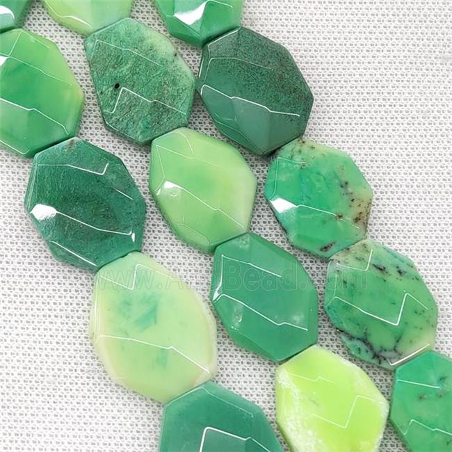 Natural Green Grass Agate Beads Faceted Slice