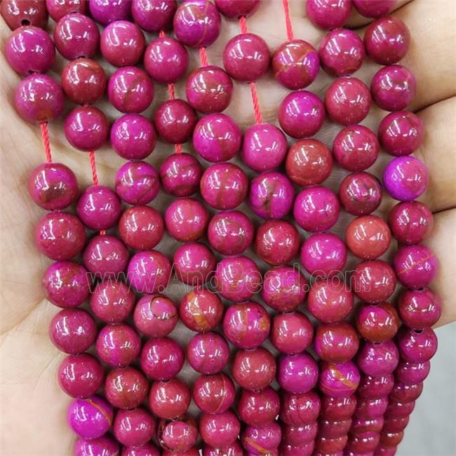 Hotpink Jasper Beads Smooth Round Dye