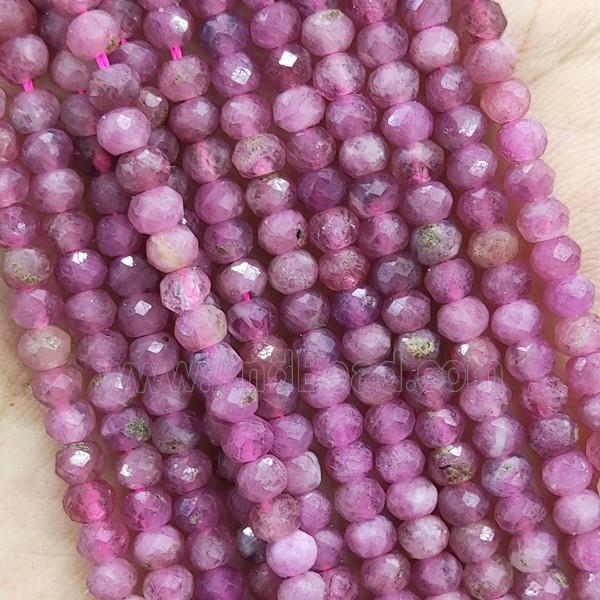Natural Pink Tourmaline Beads Faceted Rondelle