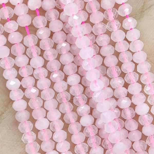 Pink Rose Quartz Beads Faceted Rondelle