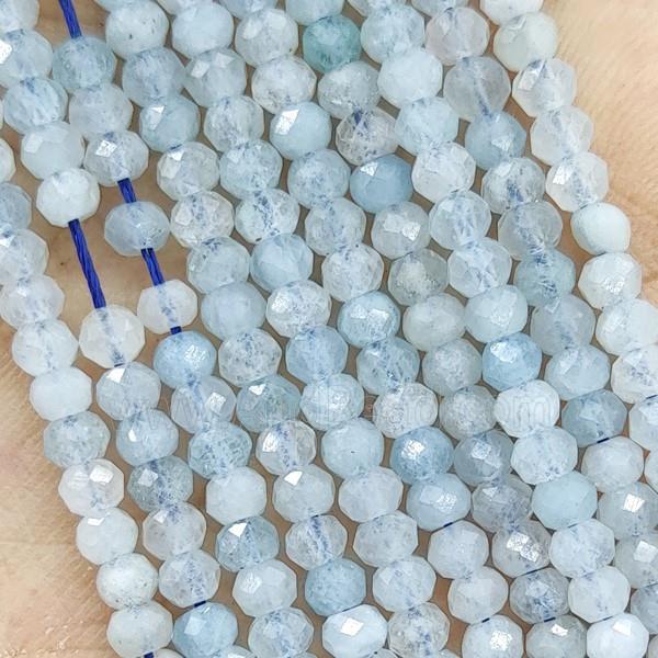 Natural Aquamarine Beads A-Grade Faceted Rondelle Tiny Blue