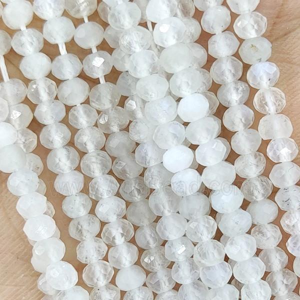 Natural White Moonstone Seed Beads Faceted Rondelle