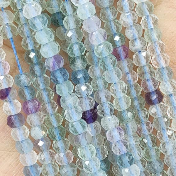 Natural Multicolor Fluorite Beads Faceted Rondelle