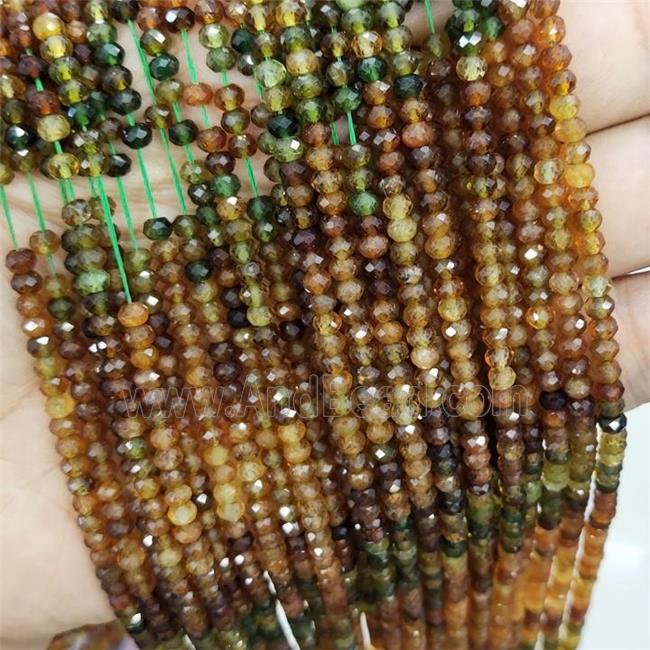Natural Tourmaline Beads Mix Color Faceted Rondelle