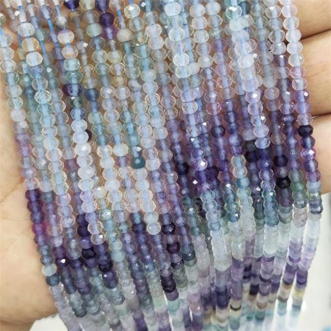 Natural Fluorite Beads Multicolor Faceted Rondelle