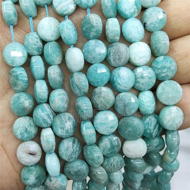 Green Amazonite Beads Faceted Circle