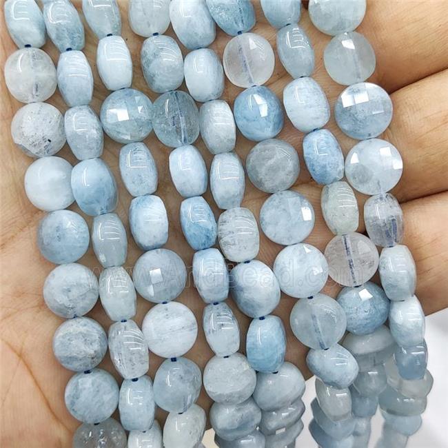 Natural Aquamarine Beads Blue Faceted Circle