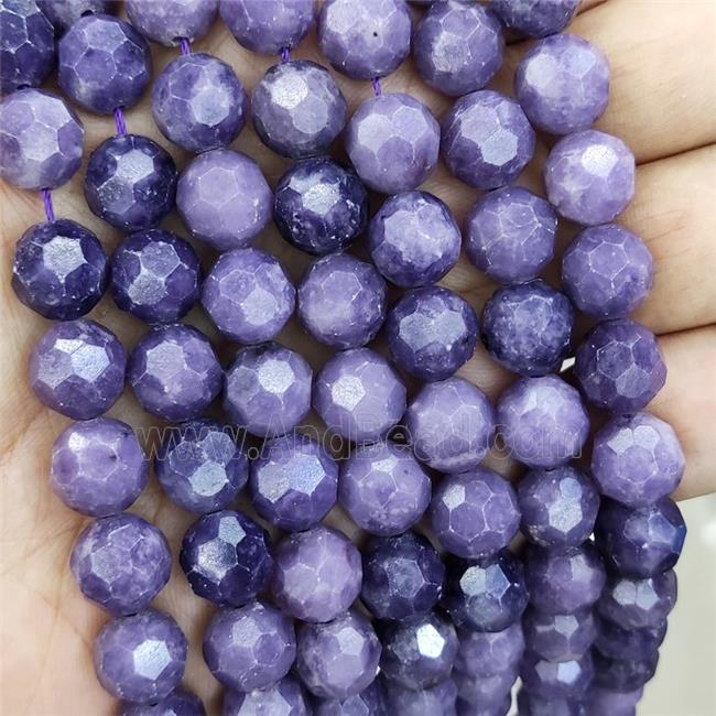 Purple Lepidolite Beads Faceted Round