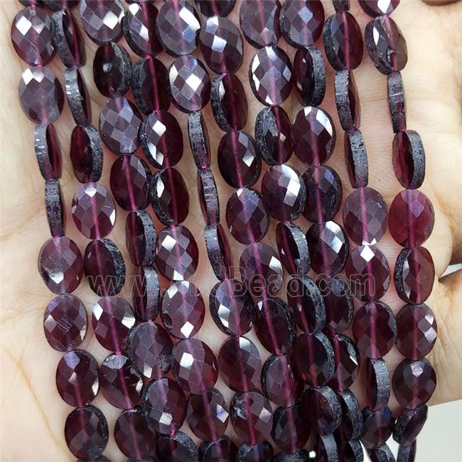 Natural Red Garnet Beads Oval Faceted