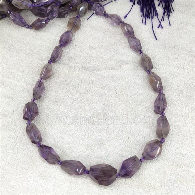 Purple Amethyst Nugget Beads Graduated Freeform Faceted