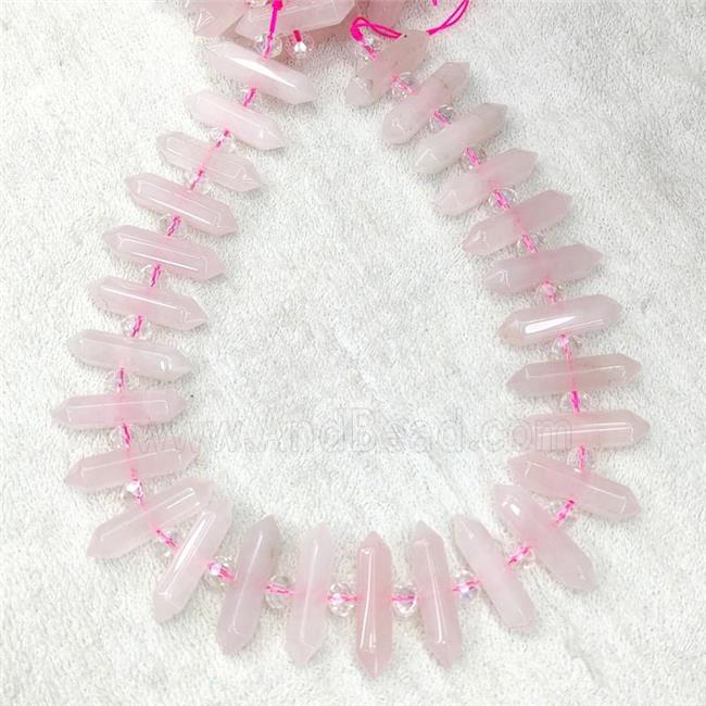 Pink Rose Quartz Bullet Beads