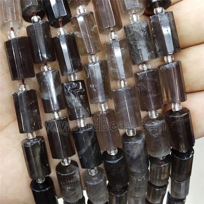Smoky Quartz Beads Faceted Tube
