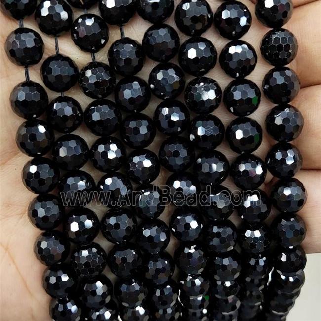 Black Spinel Beads Faceted Round
